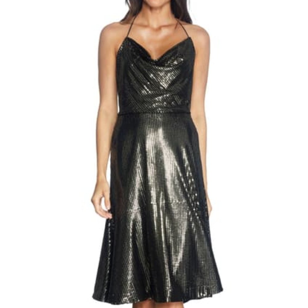 Dress the Population Gold Zherra Sequin Midi Dress - Picture 1 of 11